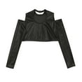 thumbnail image 4 of Alvivi Girls Shiny Metallic Dance Crop Top Long Sleeve Tank Top for Jazz Hip Hop Dancing Performance Black 10, 4 of 5