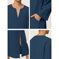 thumbnail image 4 of INSPIRE CHIC Men's Pajamas Cotton Sleepwear V-Neck Side Split Long Gown with Pocket L Navy Blue, 4 of 4