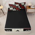 thumbnail image 3 of catabedysis Geometric Grid Camping Zipper Twin Comforter Sets with Fitted Sheet and 2 Pillowcases,Happy Camping Patchwork Print Zipper Bedding Set For Boys,Multicolor,Black Reversible,4-Piece, 3 of 7