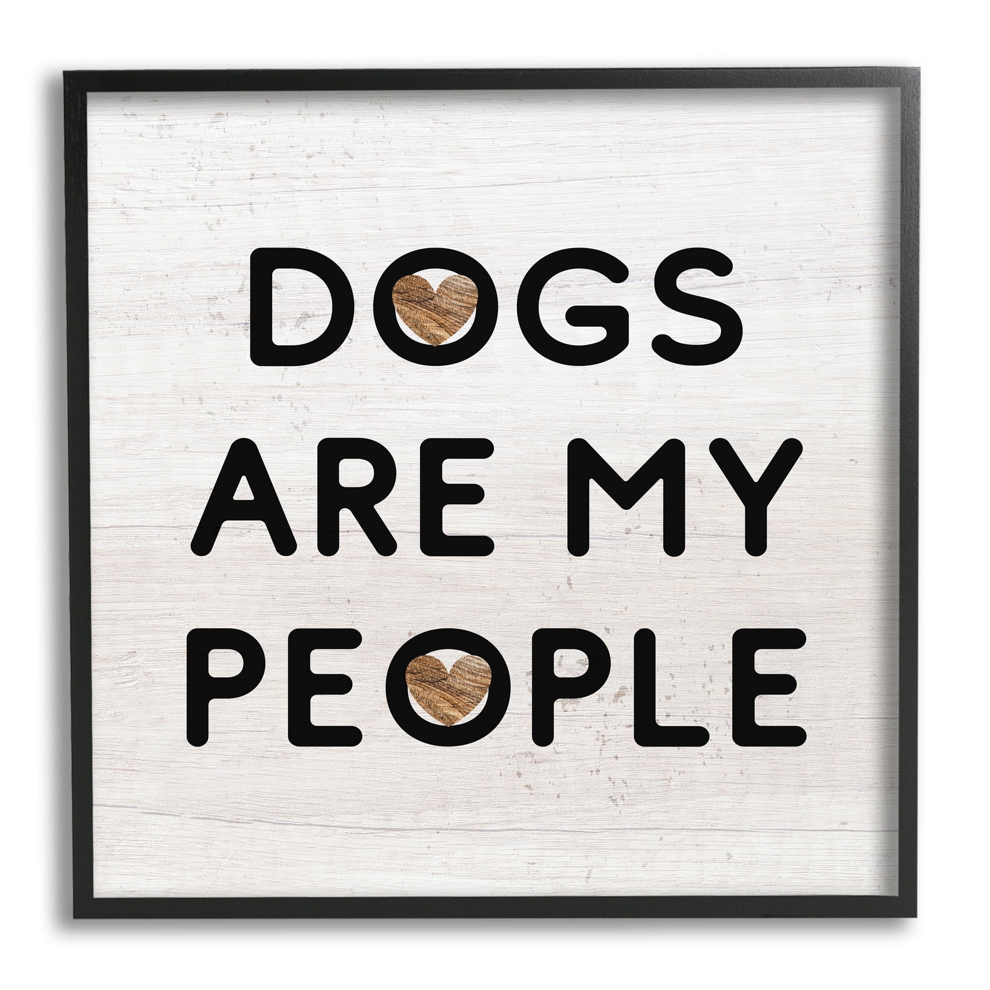 Stupell Industries Dogs Are My People Animal Lover Grain Pattern Graphic Art White Framed Art Print Wall Art, Design by Daphne Polselli