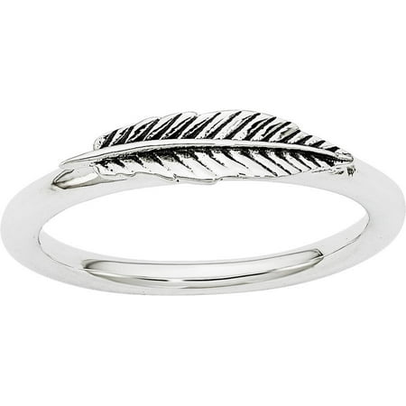 Stackable Expressions Sterling Silver Antiqued Feather Ring