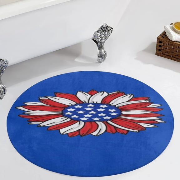American Flag Blue Red White Round Carpet Circle Rug Outdoor Patio Area Rug Washable Large Area Rugs Hallway Room Decor Fitness Mats