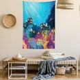 thumbnail image 2 of Deep Sea Tapestry, Scuba Diving Themed Cartoon Graphic of Divers with Vivid Coral and Fishes, Wall Hanging for Bedroom Living Room Dorm Decor, 60W X 80L Inches, Sky Blue Multicolor, by Ambesonne, 2 of 5