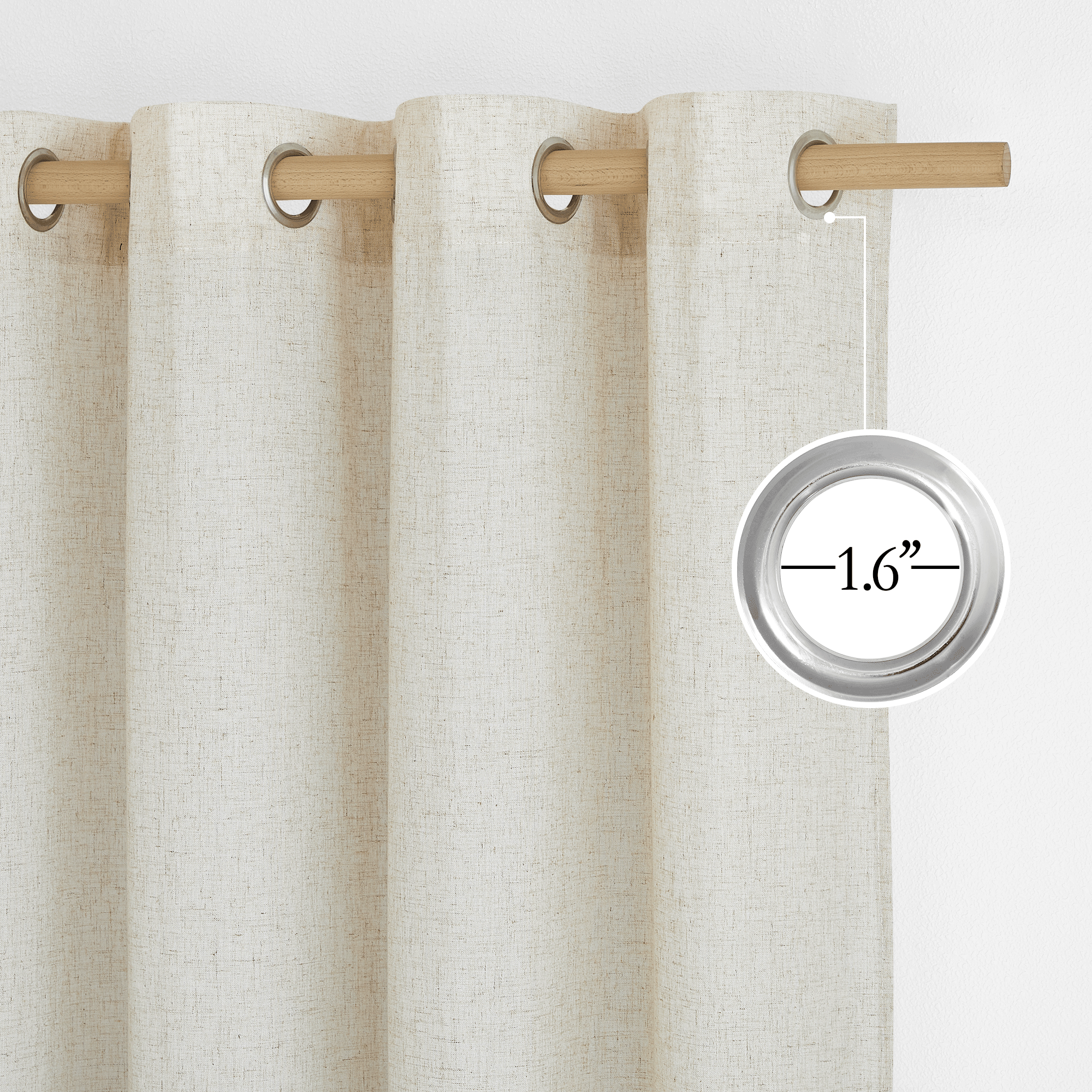 NICETOWN Linen Curtain Panels, 55x84, Set of 2, Off-White photo 5