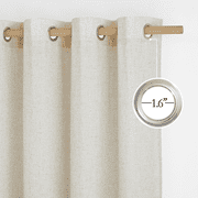 NICETOWN Linen Curtains for Living Room, Natural Semi Sheer Thick Linen Drapes Light Filtering Elegant Neutral Bohemian Grommet Bedroom Curtain Panels, 55x84, 2 Panels