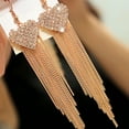 thumbnail image 6 of Naierhg Linear Earrings Love Heart Shape Rhinestone Inlaid Women Long Tassels Dangle Hook Earrings Jewelry for Party, 6 of 8