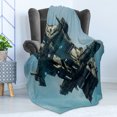 thumbnail image 4 of Fantasy Soft Flannel Fleece Blanket, Science Fiction Alien Ship Illustration Extraterrestrial Beings Realistic UFO, Cozy Plush for Indoor and Outdoor Use, 70" x 90", Pale Blue Grey, by Ambesonne, 4 of 5