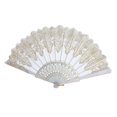thumbnail image 3 of Ventilador plegable de tela de seda de encaje de flores de mano para fiesta de boda blanco Sunnimix Mujeres abanicos de flores, 3 of 5