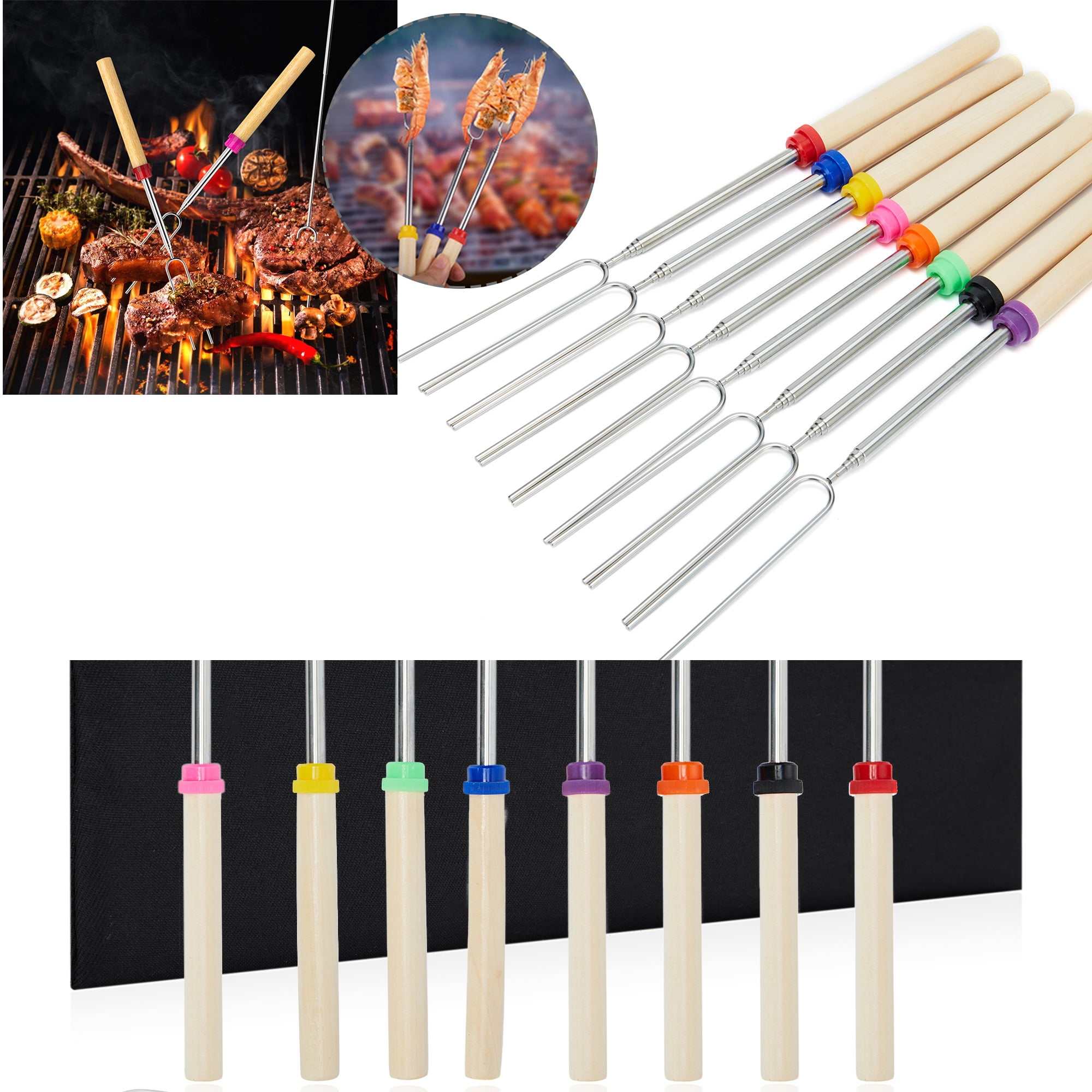 NK SUPPORT Marshmallow BBQ Roast Sticks, Barbecue Skewer Grill, 8Pcs