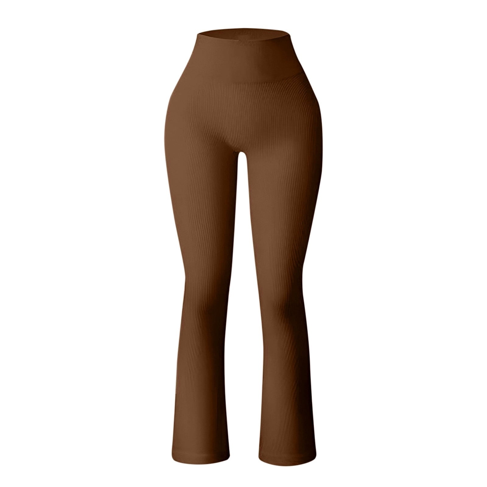 Aayomet Women s Yoga Pants Ribbed Seamless Workout High Waist Bell Bottoms Flare Leggings Yoga Work Pants for Women Coffee S Walmart