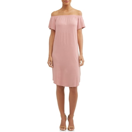 Panel Shift Dress - Women's Off The Shoulder Shift Dress