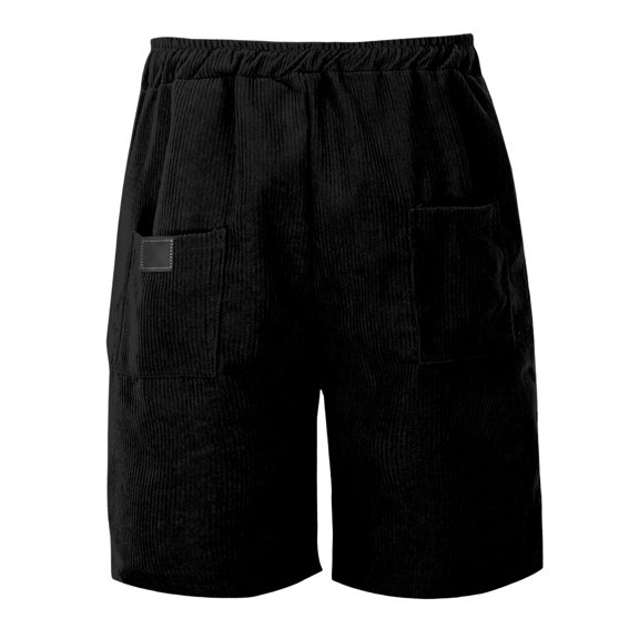 PIMSSY Men Shorts Corduroy Casual Relaxed Fit Summer Comfort Soft Elastic Waist With Pockets Simple Solid Color Bottoms
