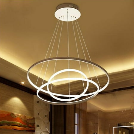 - Meigar Modern 3 Circular Ring Pendant Light Acrylic Aluminum Chandelier Ceiling Lamp
