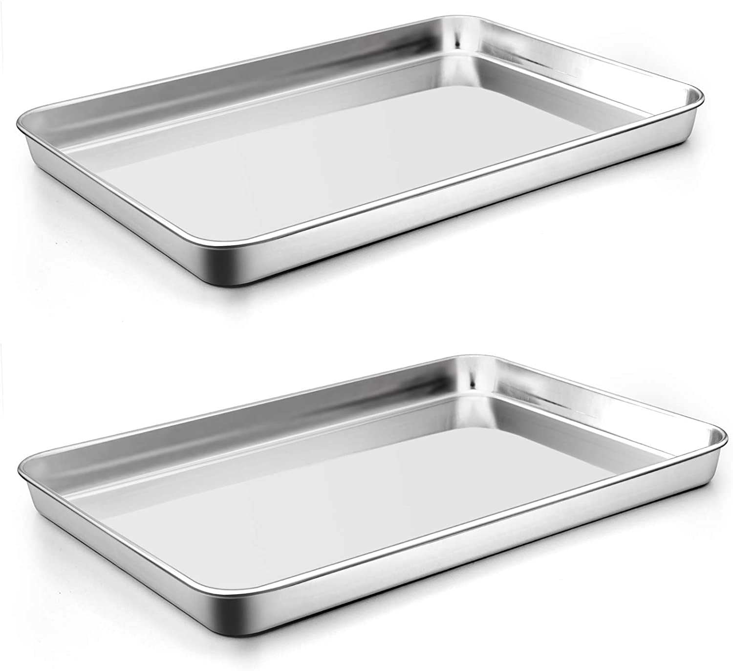 Stainless Steel Baking Pan 1X Large Cookie Sheet Set For Toaster Oven-Tray 