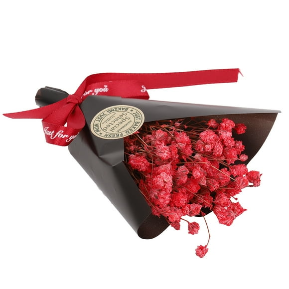 Growcolor Fleurs séchées Naturelles Mini Bouquet de Fleurs décoration de Mariage Accessoires Photo Fleurs(Ruban Rouge étoile Rouge Papier Noir)