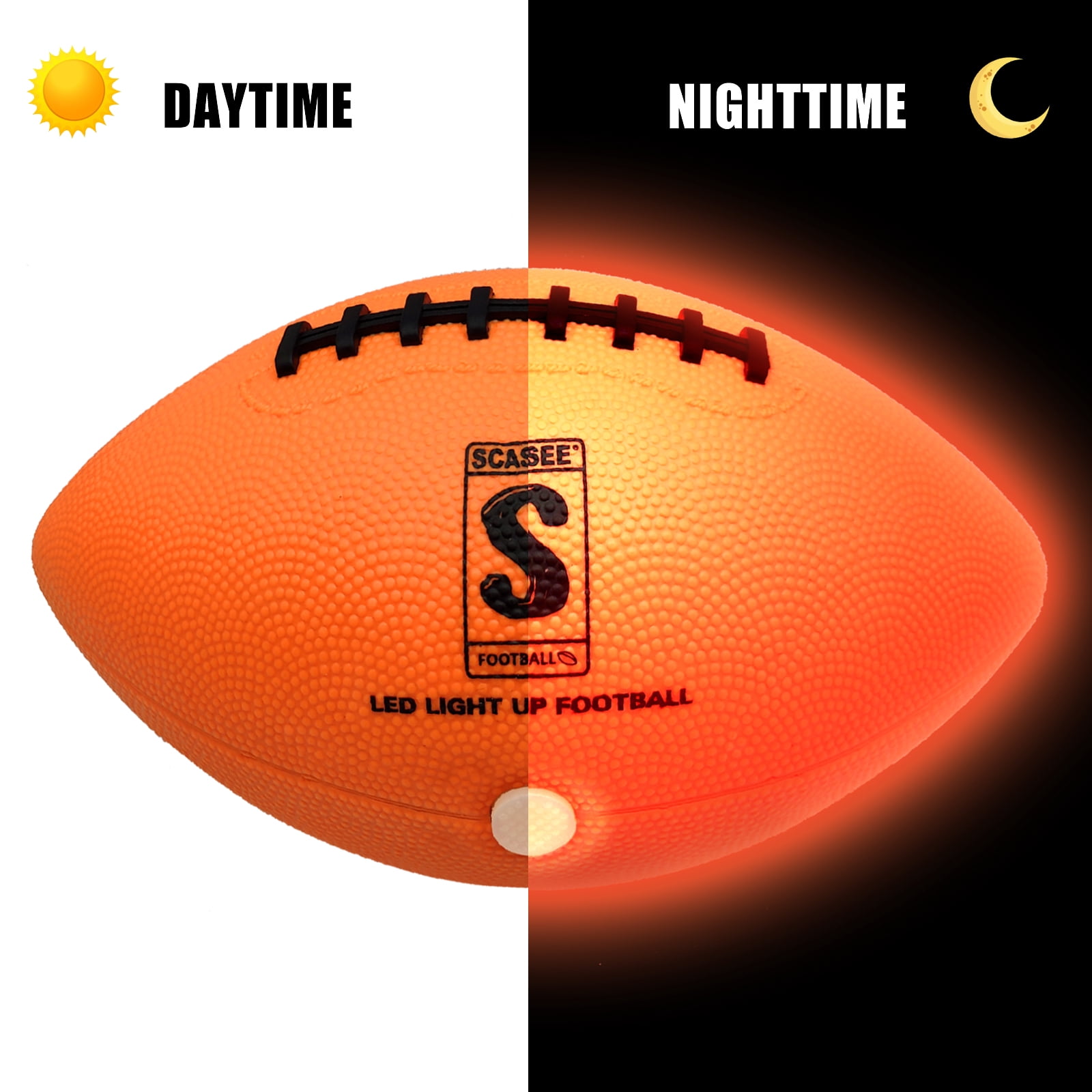 SCASEE Light Up Football - Youth Size 6 and Weight- Extra Pump and Batteries - Glow in The Dark Indoor or Outdoor Footballs with Bright Waterproof LED for Youth,Teen Boys and Girls