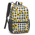 thumbnail image 2 of Sunflower and Gingham Black Pattern 17" Waterproof Oxford School Backpacks for Teens, S-Shape Padded Straps, for School, Travel, Hiking, Camping, 2 of 5