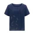 thumbnail image 4 of CaiJunJia T Shirts for Women,Cotton Linen Tops Causal Summer Short Sleeve Oversized T Shirts Crew Neck Loose Blouses, 4 of 4