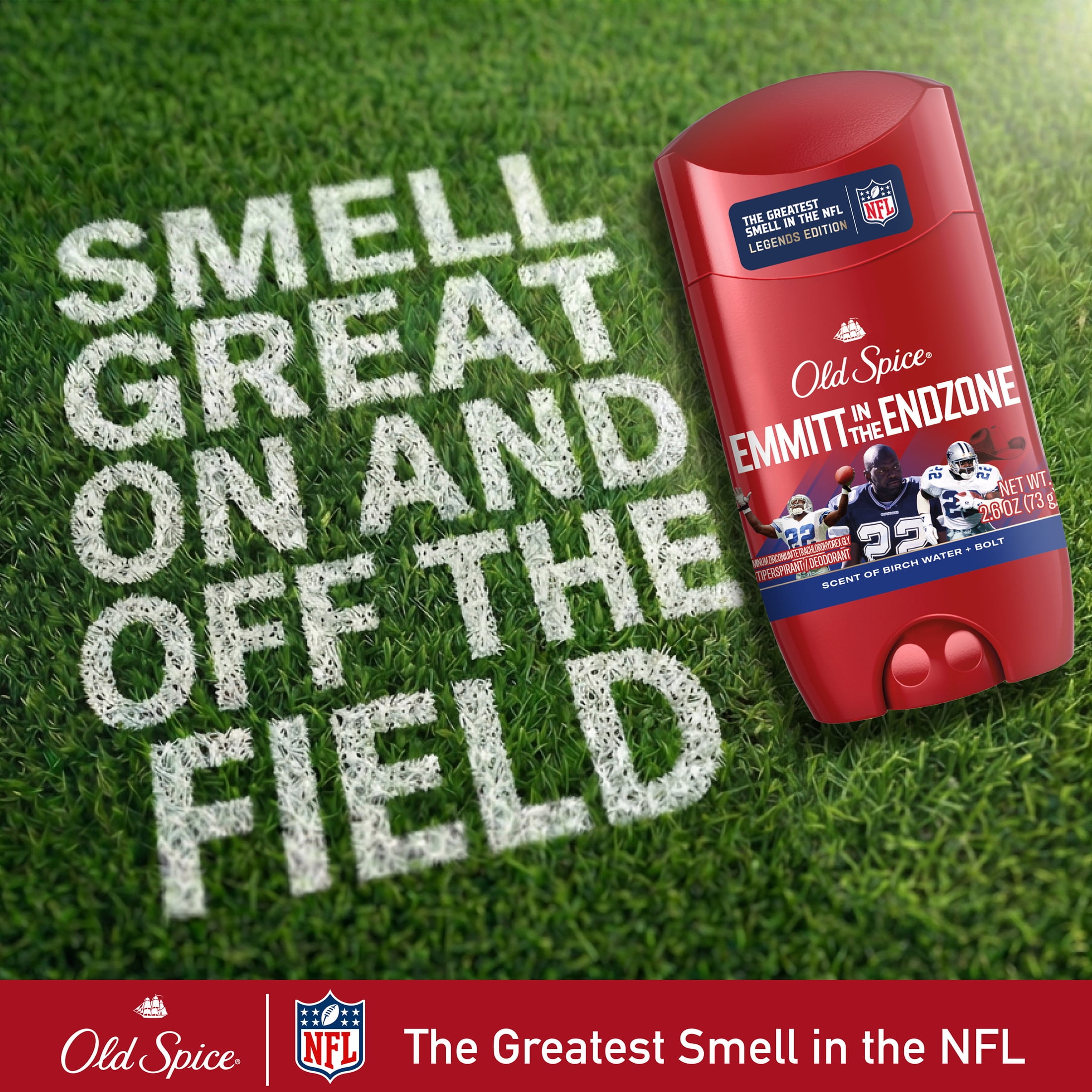 Old Spice Deodorant for Men, Antiperspirant, NFL Collection, Emmitt Smith, Scent of Birch Water + Bolt, 2.6 oz