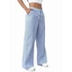 thumbnail image 3 of Pantalones de Salón A Rayas de Pierna para Mujer, Cintura Elástica y Bolsillos Azul XXL, 3 of 9