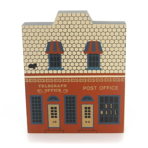 Cat's Meow Village 5.00In Telegraph Post Office, Wood, Retired 1987 Main Street Series 1874