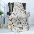 thumbnail image 4 of Nature Soft Flannel Fleece Throw Blanket, Birds Wildlife Cartoon Like Image with Tree Leaf Art Print, Cozy Plush for Indoor and Outdoor Use, 70" x 90", Mustard Maroon, by Ambesonne, 4 of 5