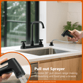 thumbnail image 2 of APPASO Kitchen Faucet with Side Sprayer, Matte Black Kitchen Sink Faucet, 4 Hole Kitchen Faucet, Stainless Steel Faucet for Kitchen Sink, 2 Handle Kitchen Faucet with High Right Angle Spout, 2 of 7