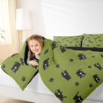 thumbnail image 5 of Manfei Funny Kitten Full Size Bedding Sets, Kawaii Dog Paw Print Full Size Bed in a Bag, Olive Green, Black Reversible, 7 Pieces, 5 of 6