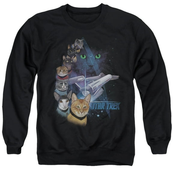 Star Trek Feline Galaxy Adult Crewneck Sweatshirt Black