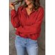 thumbnail image 3 of ABPHQTO Sudadera de mujer con hombros caídos y botones delanteros rojos, 3 of 5