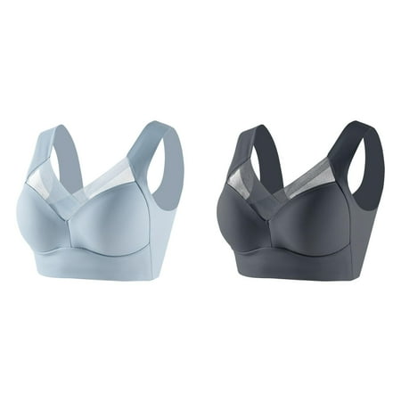 (2-Pack) 2025 New Women s Large Strapless Lace Long Lined Sports Bra Tank Top Underwear Thin Women Bras Plus Size Front Closure Side Fold Side Womens Bras Comfortable Front Closure
