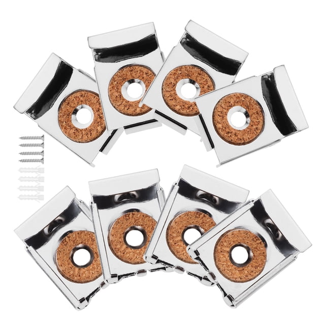 OUNONA 8Pcs Mirror Hanging Brackets Iron Clips Plated Silver with Wood Padding for Daily Wall Use