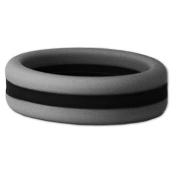 Grey and Black Striped Silicone Ring Size 7