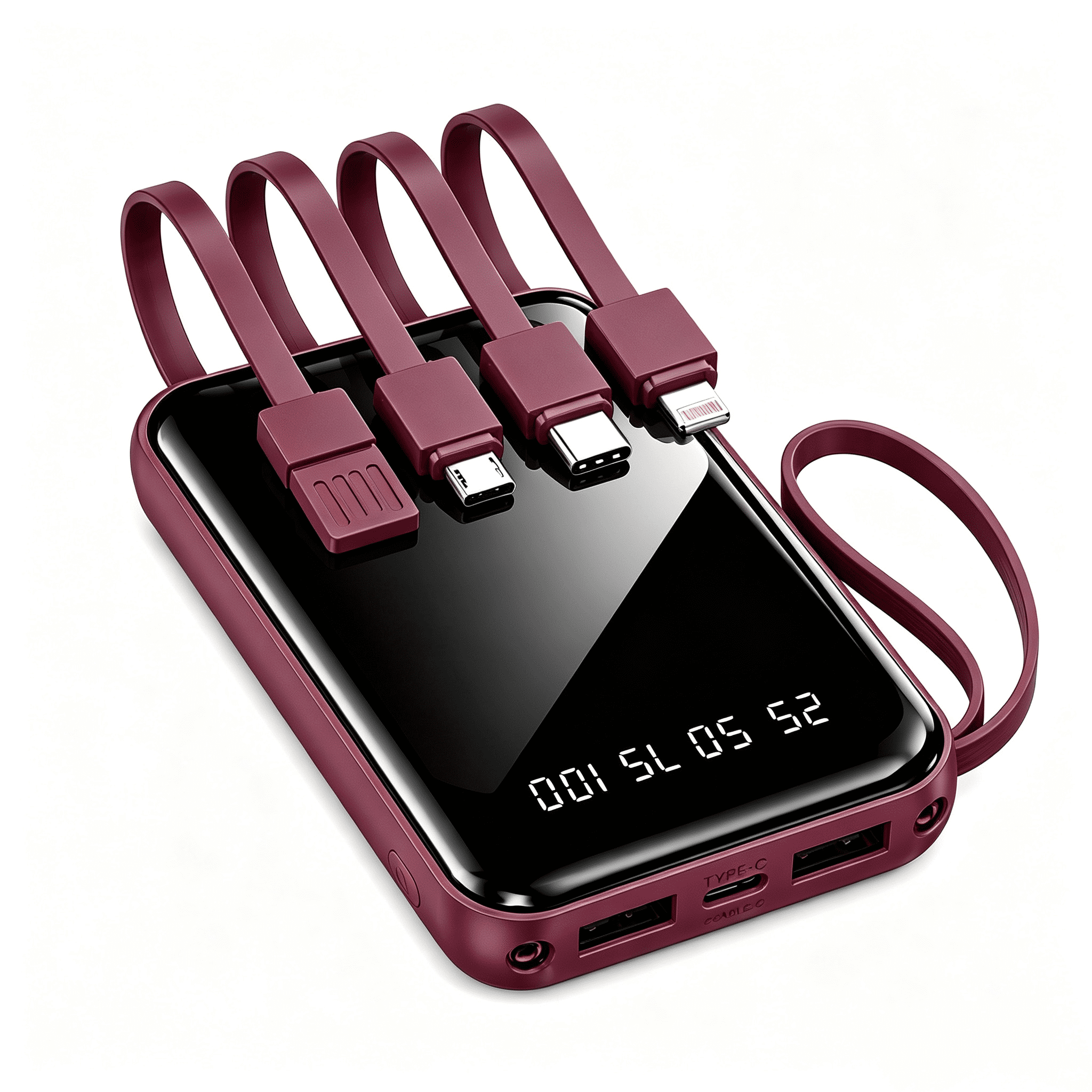 スマホアクセサリー 512539 X DIGI PB2100 Power Bank 20000mAh JIUMESS 20000mAh Portable Power Bank, Built-in 4 Cables, LED