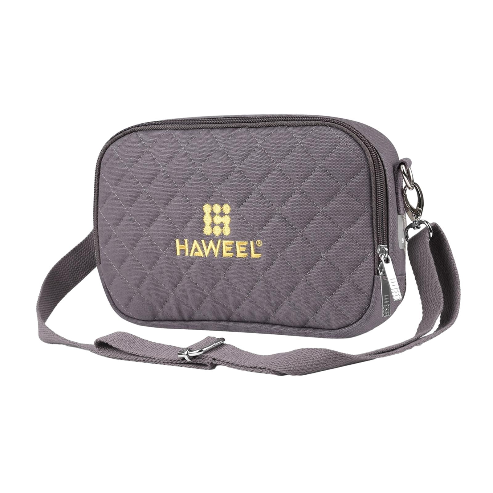 harayaa Cross Shoulder Hand Warmer Storage Bag Prevent Overheating Canvas Warmer Bag USB Gray