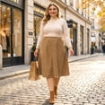 thumbnail image 2 of Agnes Orinda Women's Plus Size Skirt Casual Knee a Line Faux Suede Skirts, 2 of 8