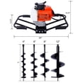 thumbnail image 2 of 2.7HP Post Hole Digger 63cc two person handle Gas-Powered 2-Stroke Auger Digging Drill Shaft Size 3/4" (Machine Only)EPA COMPLAINT With L4"+L6"+L8"+L12" DRILL BITS,, 2 of 2