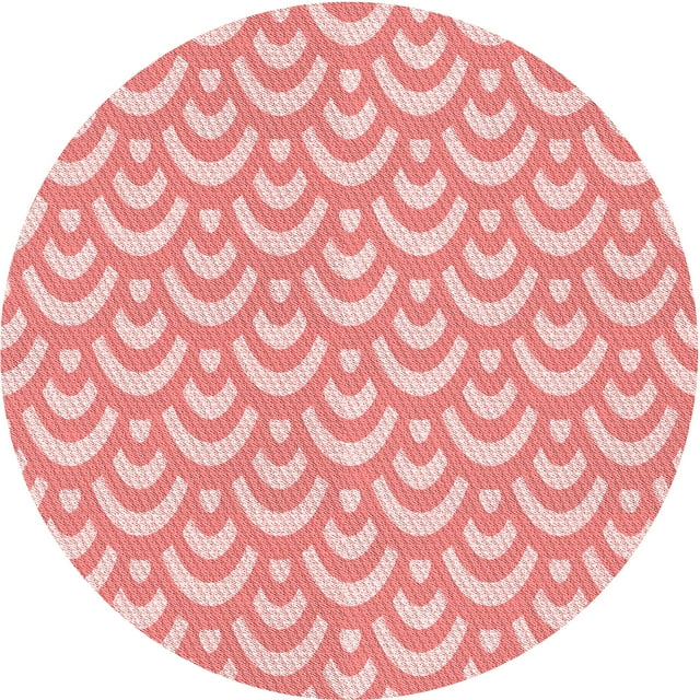 Ahgly Tapis Rond Lavable en Machine Intérieur Transitionnel Rose, 4 Pieds Rond