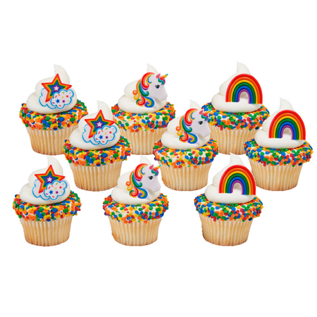 12pack Rainbow Unicorn Cupcake Decoration Rings Walmart Com