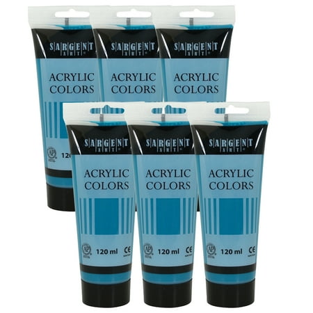 UPC: 0194629120635 | Sargent Art Acrylic Paint Tube 120 ml Pthalo Turquoise Pack of 6