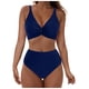 thumbnail image 2 of Traje de baño de bikini liso sin mangas para mujer, traje de baño push-up acolchado, conjuntos de blusa de traje de baño de poliéster para mujer, 2 of 6
