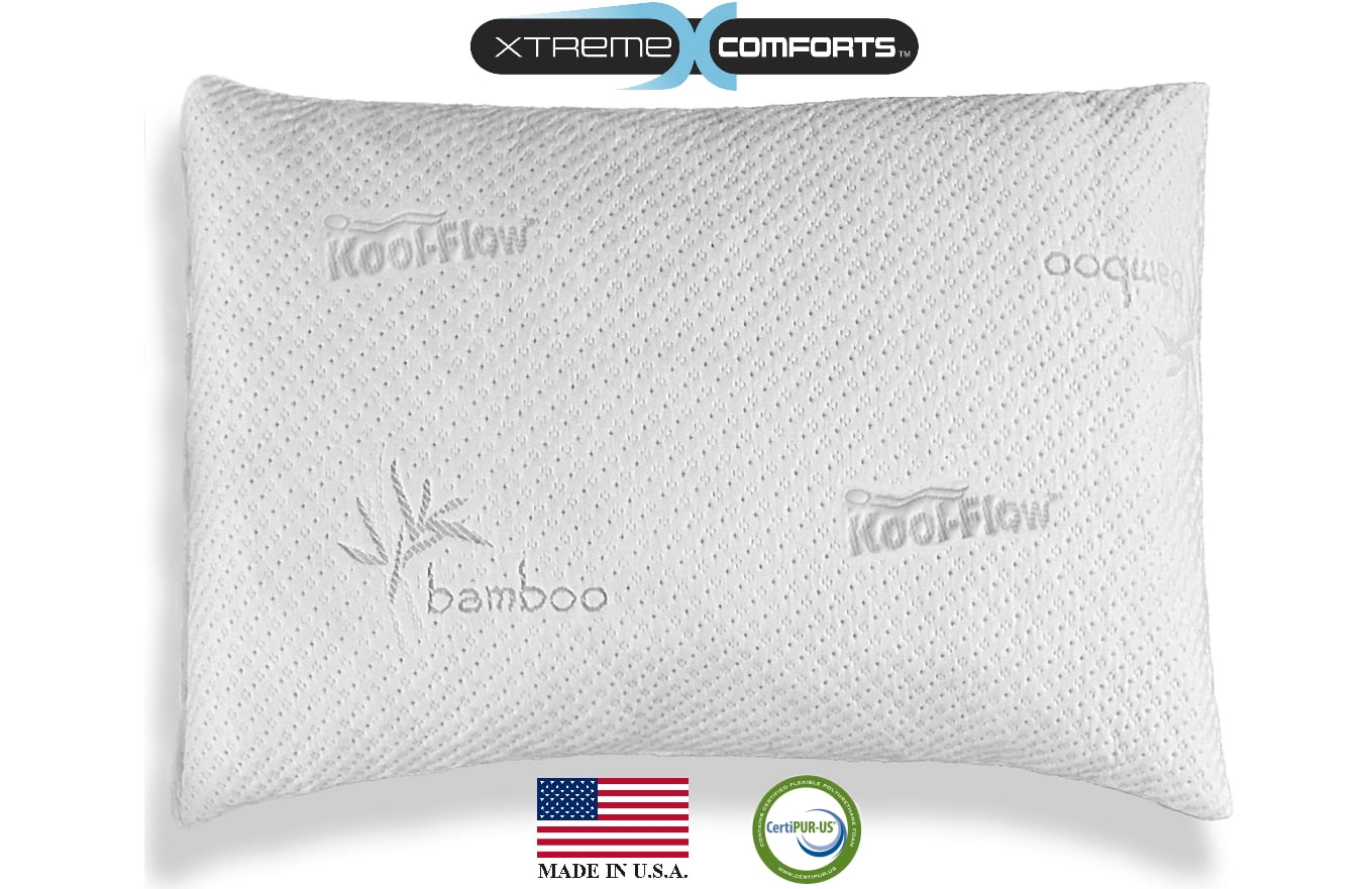 Slim Hypoallergenic Bamboo Shredded Memory Foam Pillow Xtreme Comforts 