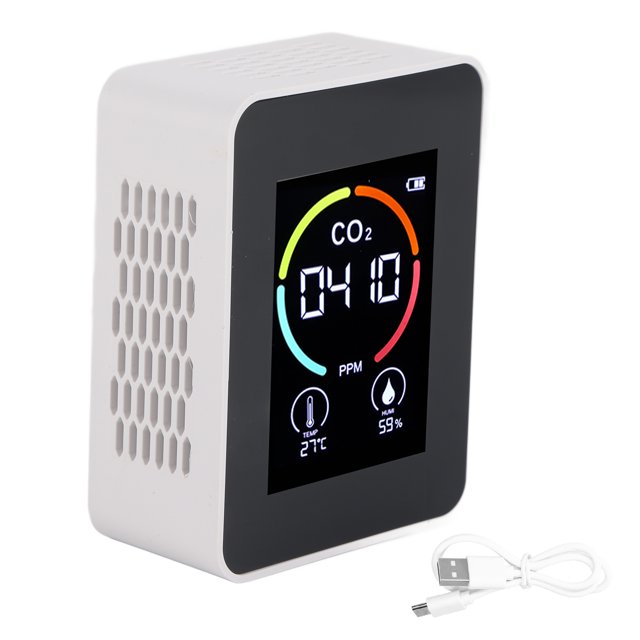 Detector de CO₂ Termómetro digital Higrómetro Monitor de calidad del aire Detector de formaldehído TVOC (blanco)