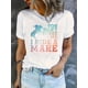 thumbnail image 1 of Playera Deportiva Manga Corta Mujer Dry-Fit1pc Women'S Casual Polyester T-Shirt with Horse Silhouette Graphic, Round Neck, Short Sleeve, Comfortable Summer Top, Fashionable Gradient Lettering, All S, 1 of 7