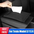 thumbnail image 2 of Reposabrazos para asiento de coche, caja de pañuelos para Tesla modelo 3 S X Y 2017- 2022 2023 2024, organizador de almacenamiento colgante, servilleta de papel, bolsa, 2 of 5