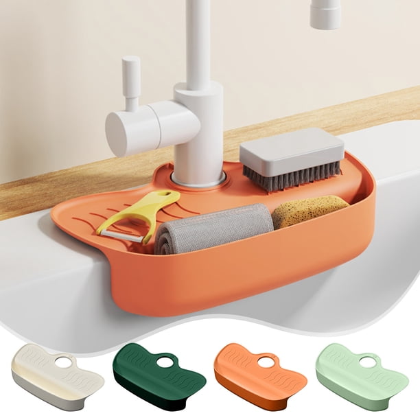 Tapete de silicona para grifo - Escurridor de esponjas y trapos, recogidor de goteo de 10,23x5,9 pulgadas sobre encimera, protector de salpicaduras para organización del fregadero