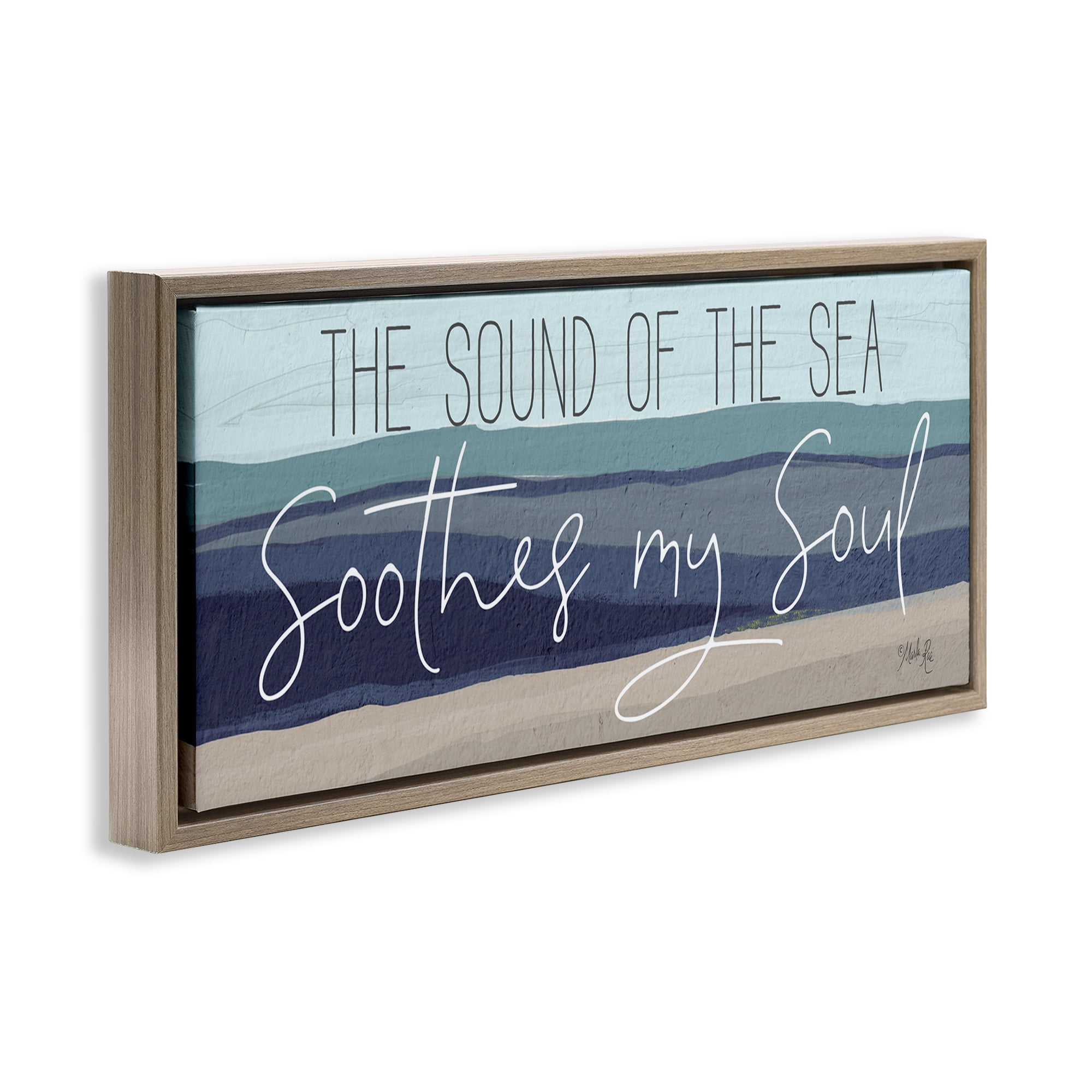 Stupell Industries Sound Of The Sea Coastal Painting Brown Floater Framed Canvas Art Print Wall Art, 25 x 11