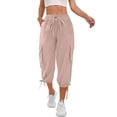 thumbnail image 6 of MLQIDK Pink Cargo Capri Pants for Women Trendy Summer Lounge Pants Elastic Waist Knee Length Capris Dressy Casual Cargo Capris with Pockets Pink XL, 6 of 7