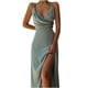 thumbnail image 2 of ICHUANYI Clearance Sexy Women's Fashion Sleeveless Solid V-Neck Ladies Camies Zipper Vest Long Dress(Green, XXL) ICHUANYI WER2023080916396, 2 of 5