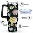 thumbnail image 3 of 40oz Pioneer Tumbler with Handle Lid and Straw,Colorful Floral Tumblers Gifts for Women Girls Men Adults（Black）, 3 of 7